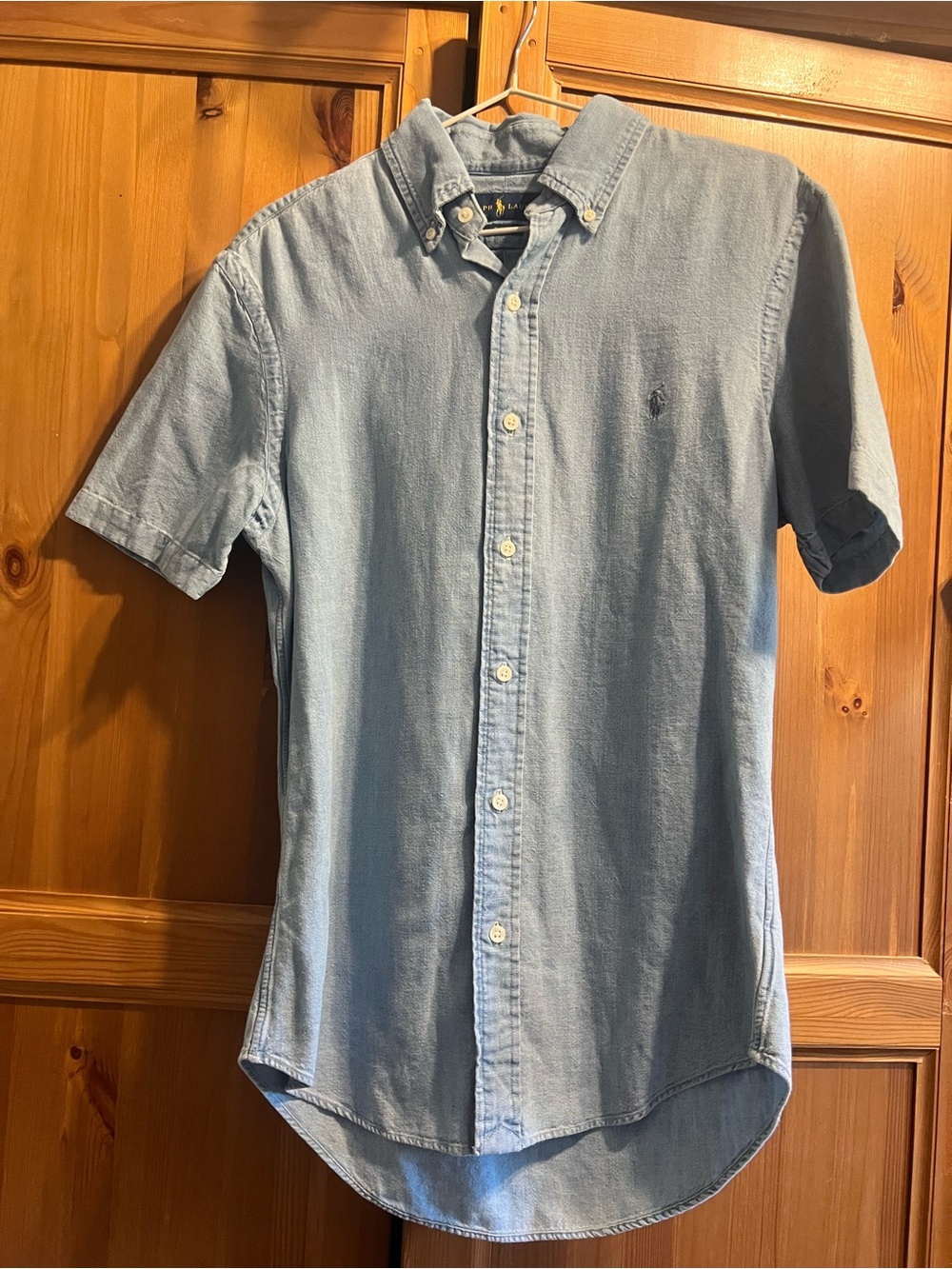Vintage Light Blue Short-Sleeve Button-Down Shirt - Ralph Lauren